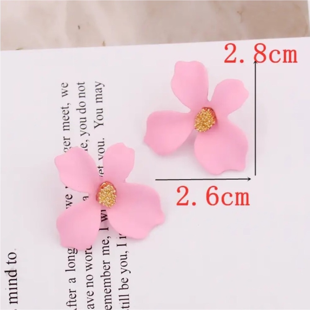 Gold Filled Pink Floral Earrings